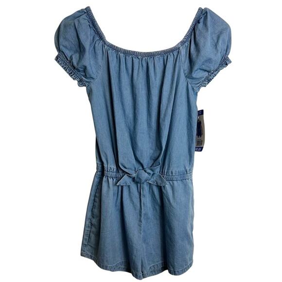 Gap Kids Knot-Tie Romper, Chambray, Size 10/12 - Picture 2 of 8